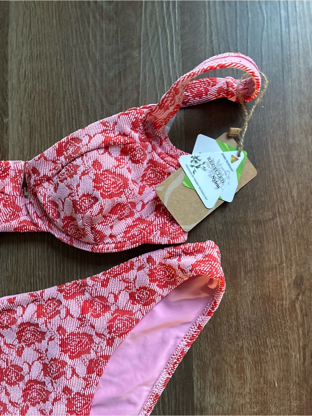 Floral Scoop Underwire Bikini Top Size S and High-Cut Bottoms Sise M - Picture 7 of 12